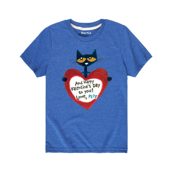 Pete The Cat - Pete Valentine Heart - Youth Short Sleeve Graphic T-Shirt
