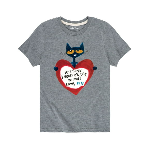 Pete The Cat - Pete Valentine Heart - Youth Short Sleeve Graphic T-Shirt
