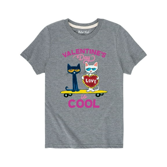 Pete The Cat - Pete Valentine's Day Is Cool - Youth Short Sleeve Graphic T-Shirt