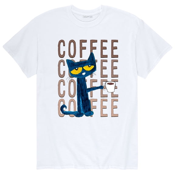 Pete The Cat - Pete With Coffee Adult - Men's Short Sleeve Graphic T-Shirt