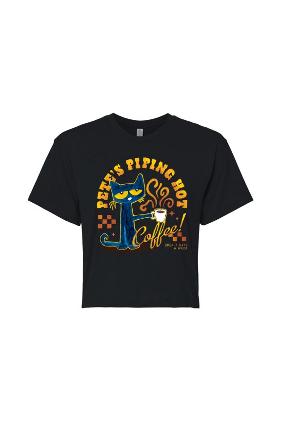 - Piping Hot Coffee - Juniors Cropped Graphic T-Shirt