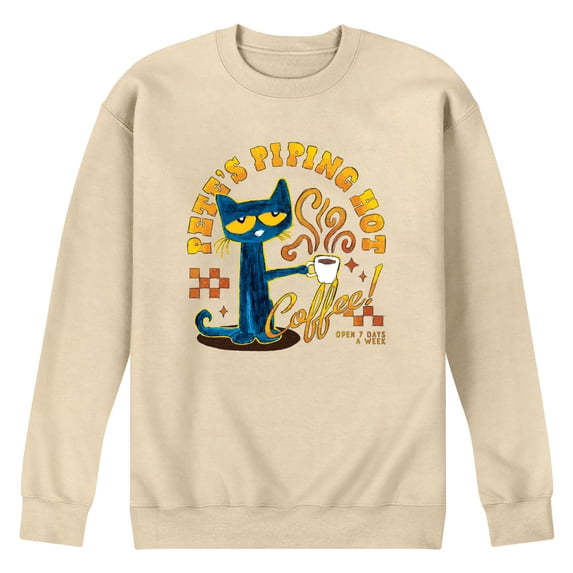 Pete The Cat - Piping Hot Coffee - Men's Crew Fleece Sweatshirt