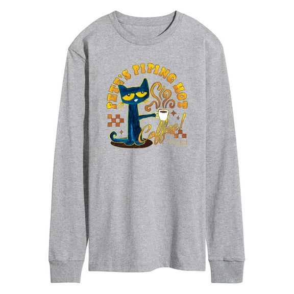 Pete The Cat - Piping Hot Coffee - Men's Long Sleeve Graphic T-Shirt