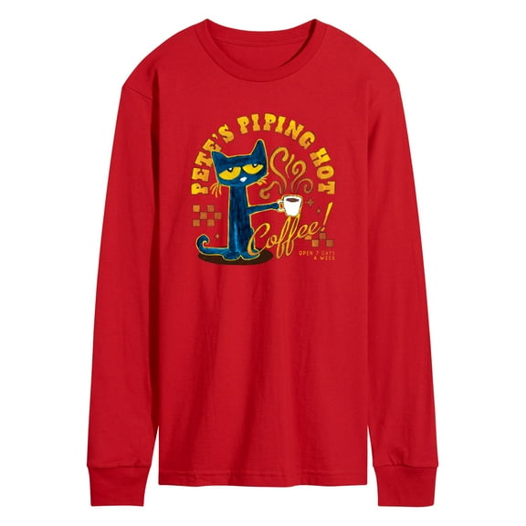 Pete The Cat - Piping Hot Coffee - Men's Long Sleeve Graphic T-Shirt