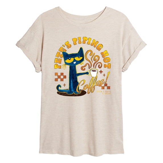 Pete The Cat - Piping Hot Coffee - Women's Oversized Graphic T-Shirt