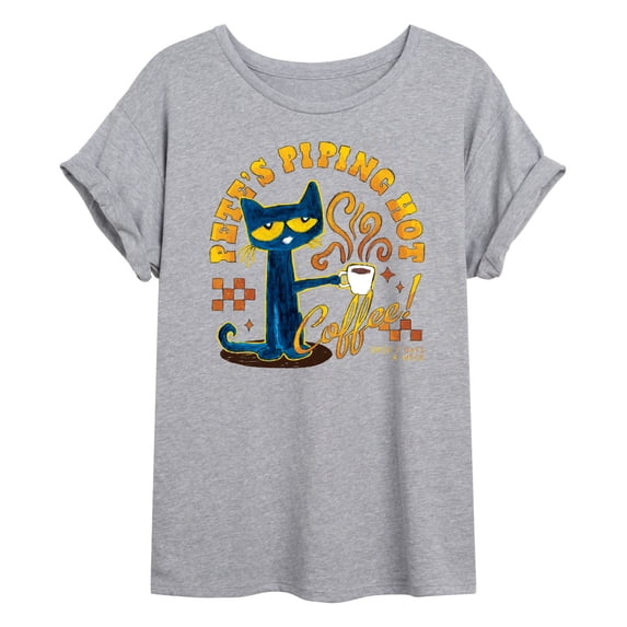 Pete The Cat - Piping Hot Coffee - Women's Oversized Graphic T-Shirt