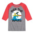 thumbnail image 1 of Pete The Cat - Ride The Waves - Toddler And Youth Raglan Graphic T-Shirt, 1 of 7