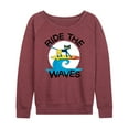 thumbnail image 1 of Pete The Cat - Ride The Waves - Women's Lightweight French Terry Long Sleeve Shirt, 1 of 6