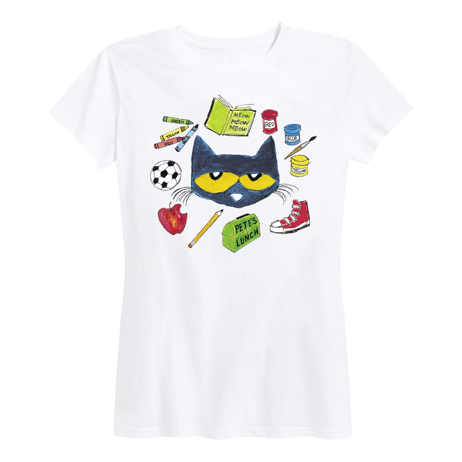 Pete The Cat School Supplies Women's Short Sleeve Graphic TShirt