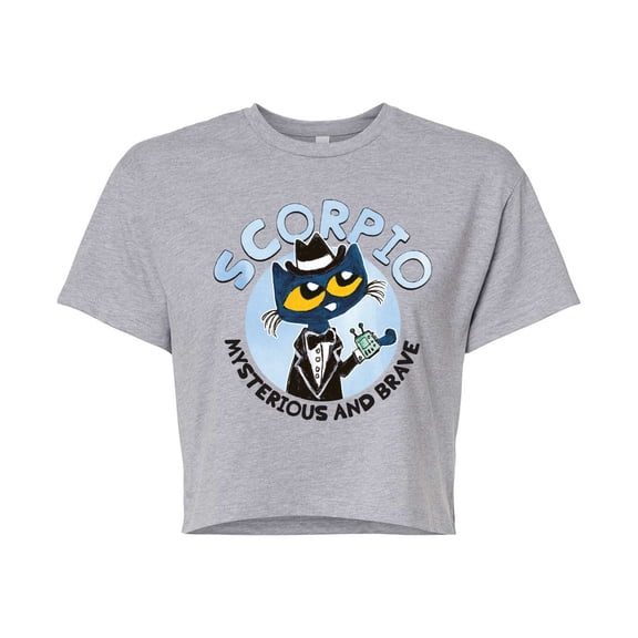 Pete The Cat - Scorpio - Juniors Cropped Graphic T-Shirt