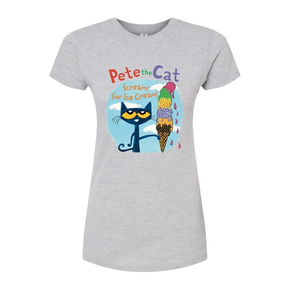 Pete The Cat - Screams For Ice Cream - Juniors Fitted Graphic T-Shirt