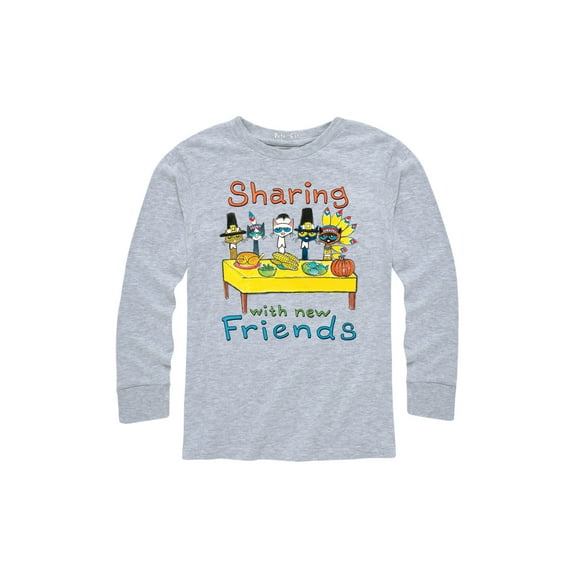 Pete The Cat - Sharing With New Friends - Youth Long Sleeve T-Shirt