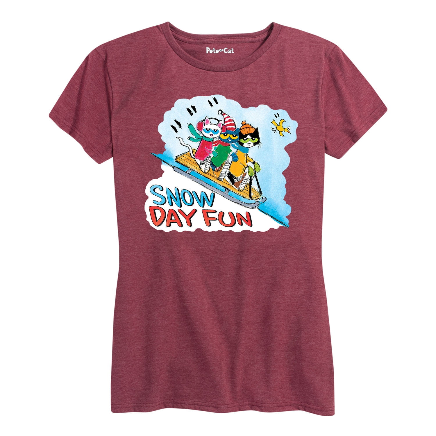 Pete The Cat Snow Day Fun Adult Women's Short Sleeve Graphic T