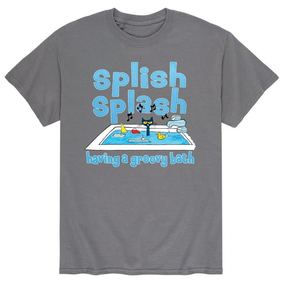 Pete The Cat - Splish Splash Pete In Bath - Men's Short Sleeve Graphic T-Shirt