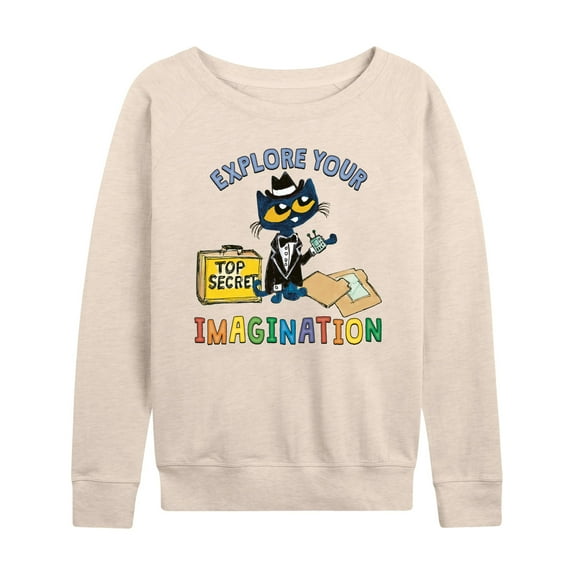 Pete The Cat - Top Secret Explore Your Imagination - Women's Lightweight French Terry Long Sleeve Shirt