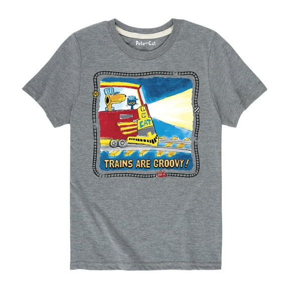 Pete The Cat - Trains Are Groovy! - Youth Short Sleeve Graphic T-Shirt