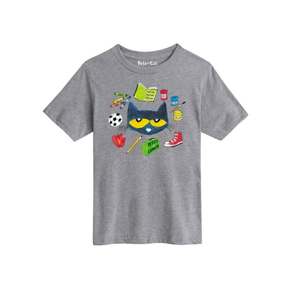 Pete The Cat - With School Stuff - Youth Short Sleeve Graphic T-Shirt