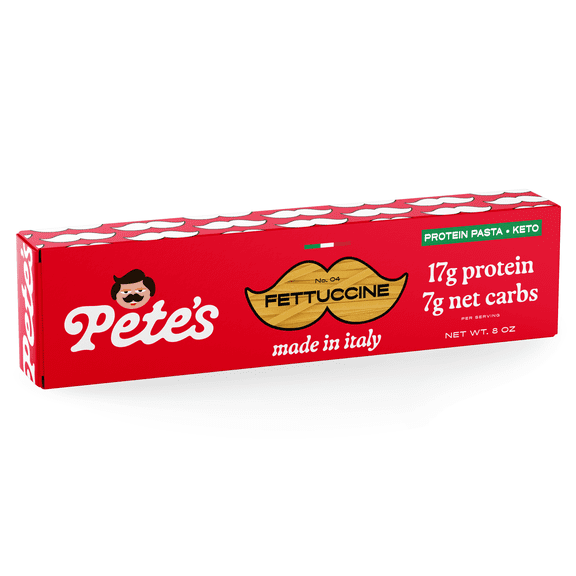 Pete's Pasta Fettuccine - 7g Low Carb, 17g High Protein - Authentic Italian Keto Wheat Pasta - 1 Pack, 8oz.