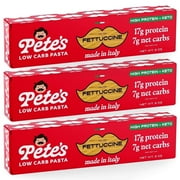 Pete's Pasta Fettucine - 7g Low Carb, 17g High Protein - Authentic Italian Keto Wheat Pasta - 3 Pack, 8oz.