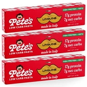 Pete's Pasta Linguine - 7g Low Carb, 17g High Protein - Authentic Italian Keto Wheat Pasta - 3 Pack, 8oz.