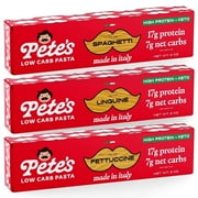 Pete's Pasta Spaghetti Linguine Fettucine Variety - 7g Low Carb, 17g High Protein - Authentic Italian Keto Wheat Pasta - 3 Pack, 8oz.