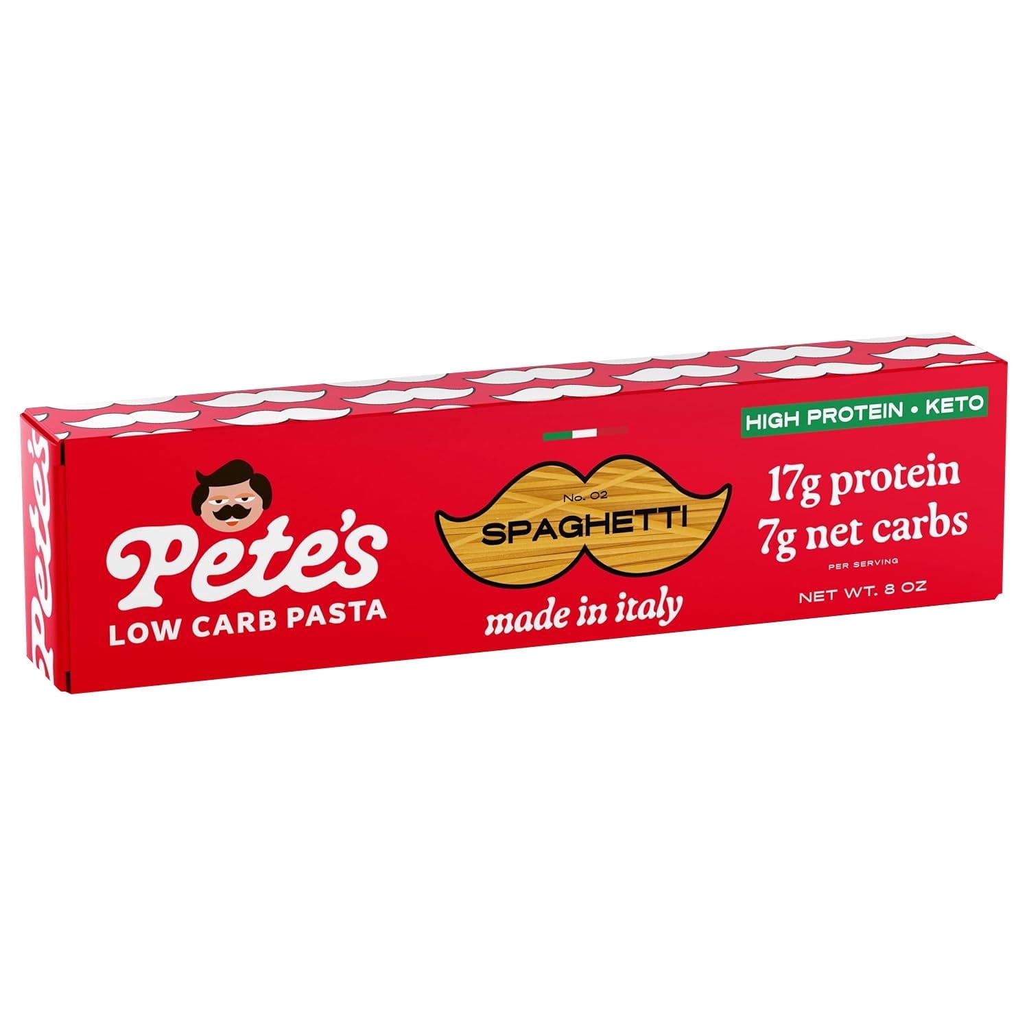 Pete's Pasta Spaghetti - No Carb, 20g High Protein - Authentic Italian Keto Wheat Pasta - 1 Pack, 8oz.