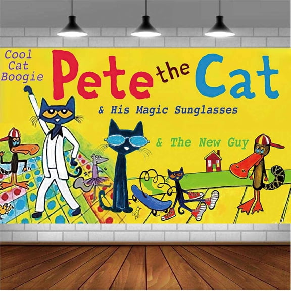 Pete the Cat Backdrop Banner Party Supplies Poster Movie Theme Background for Photography Birthday Decorations