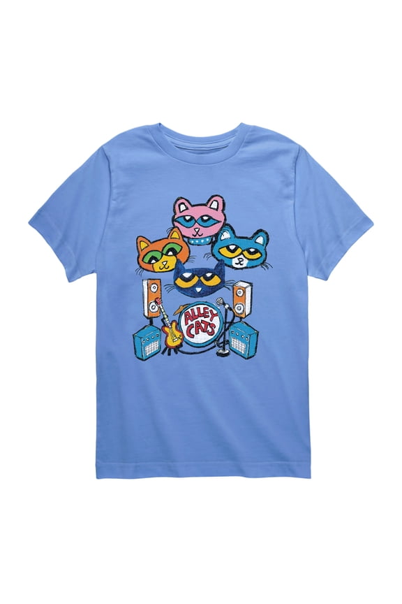 - Alley Cats Heads - Youth Boys Short Sleeve Graphic T-Shirt