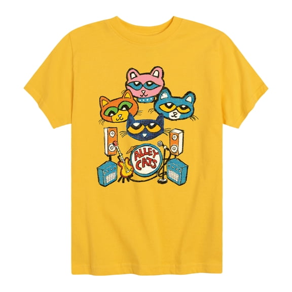 Pete the Cat - Alley Cats Heads - Youth Boys Short Sleeve Graphic T-Shirt