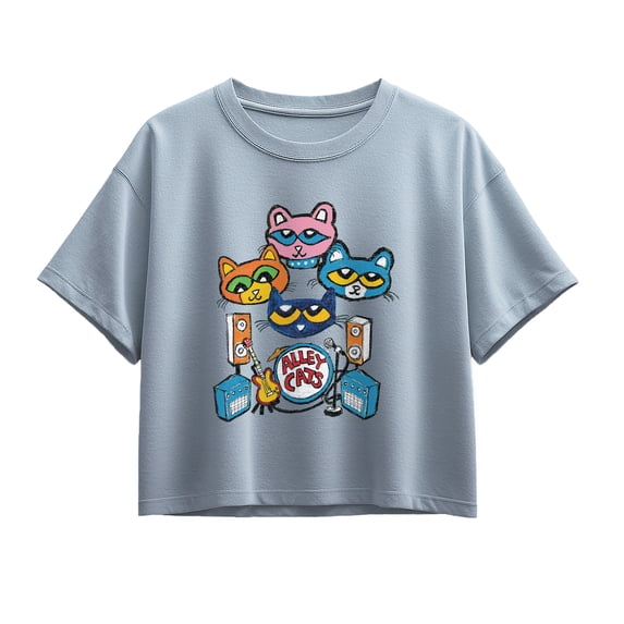 Pete the Cat - Alley Cats Heads - Youth Girls Boxy T-Shirt