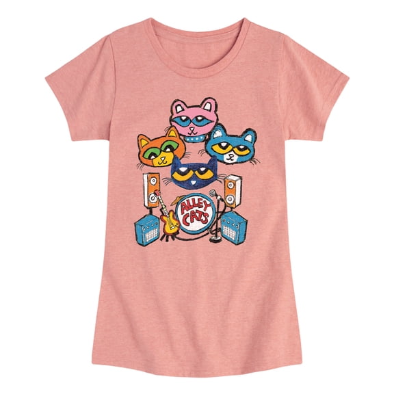 Pete the Cat - Alley Cats Heads - Youth Girls Fitted Short Sleeve T-Shirt