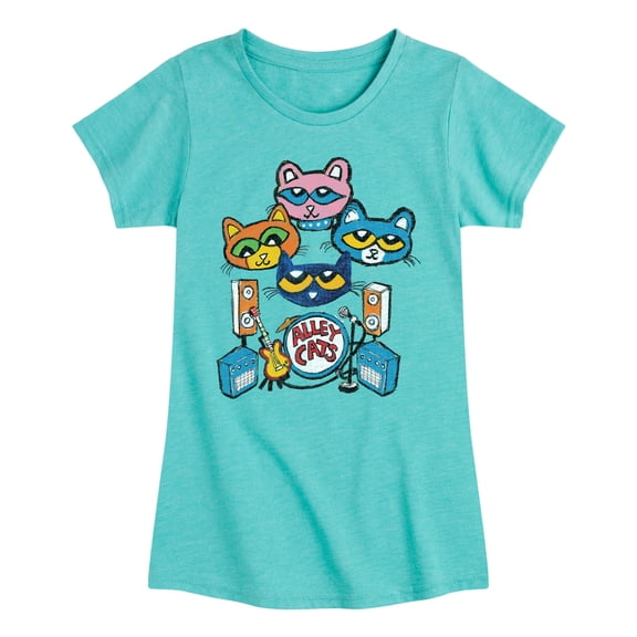 Pete the Cat - Alley Cats Heads - Youth Girls Fitted Short Sleeve T-Shirt