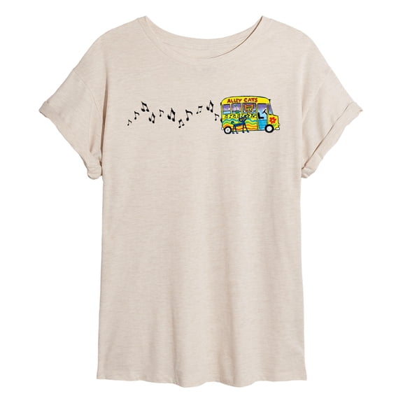 Pete the Cat - Bus - Juniors Oversized Graphic T-Shirt