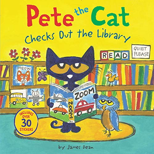 Pre-Owned Pete the Cat Checks Out the Library: Includes Over 30 Stickers! (Paperback) 006267532X 9780062675323