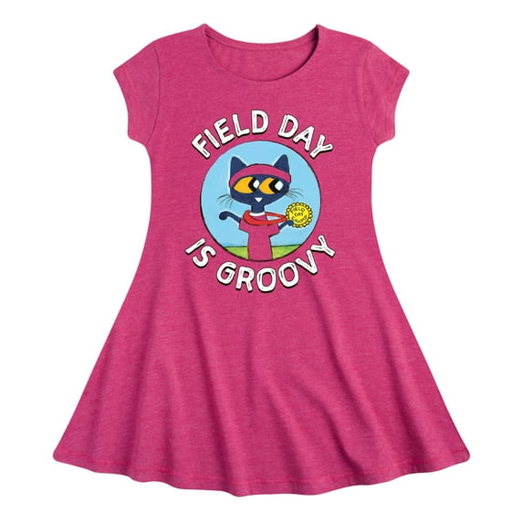 Pete the Cat - Field Day - Field Day Is Groovy - Gold Medal Champ - Toddler And Youth Girls Fit And Flare Dress