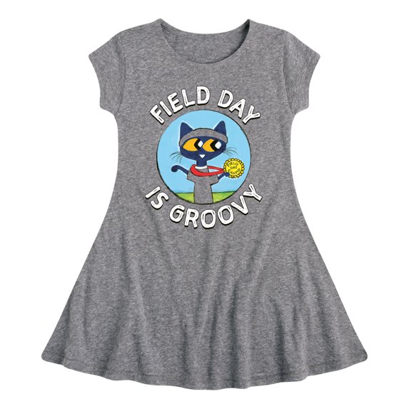 Pete the Cat - Field Day - Field Day Is Groovy - Gold Medal Champ - Toddler And Youth Girls Fit And Flare Dress
