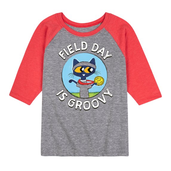 Pete the Cat - Field Day - Field Day Is Groovy - Gold Medal Champ - Toddler And Youth Raglan Graphic T-Shirt