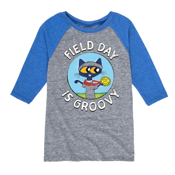 Pete the Cat - Field Day - Field Day Is Groovy - Gold Medal Champ - Toddler And Youth Raglan Graphic T-Shirt
