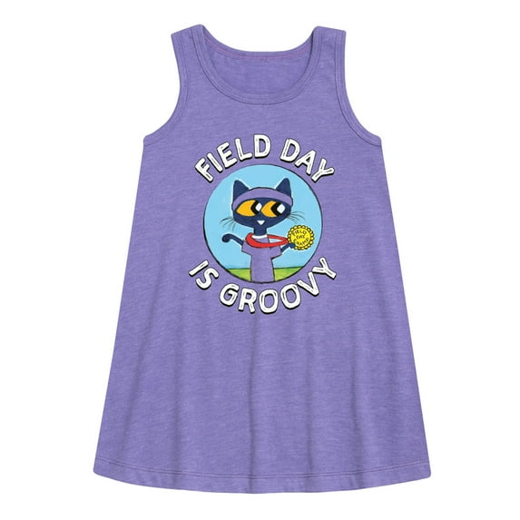 Pete the Cat - Field Day - Field Day Is Groovy - Gold Medal Champ - Toddler and Youth Girls A-line Dress