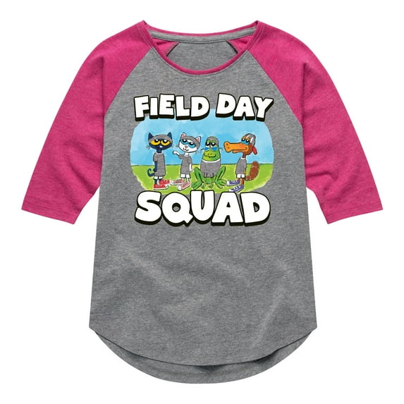 Pete the Cat - Field Day - Field Day Squad - Teammates - Toddler And Youth Girls Raglan Graphic T-Shirt