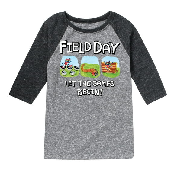 Pete the Cat - Field Day - Let the Games Begin - Participating in Challenges - Toddler And Youth Raglan Graphic T-Shirt