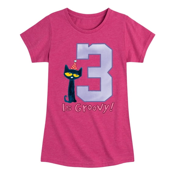 Pete the Cat - Happy 3rd Birthday - Toddler And Youth Girls Short Sleeve Graphic T-Shirt