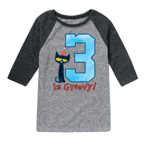 Pete the Cat - Happy 3rd Birthday - Toddler And Youth Raglan Graphic T-Shirt