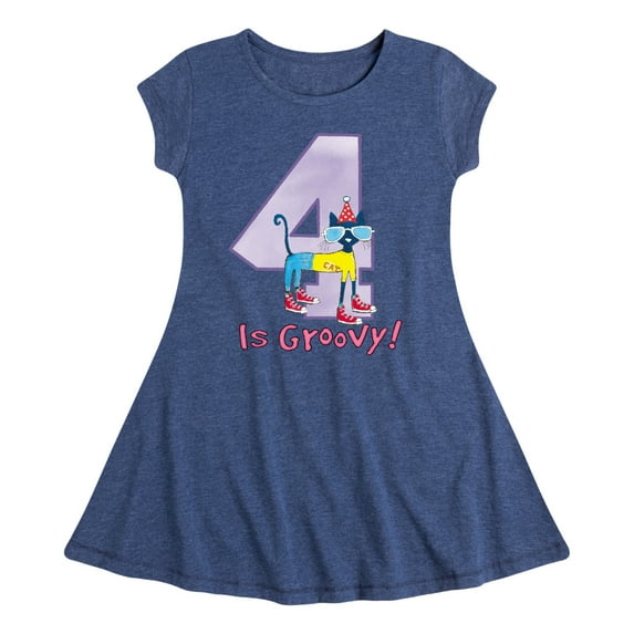 Pete the Cat - Happy 4th Birthday - Toddler And Youth Girls Fit And Flare Dress