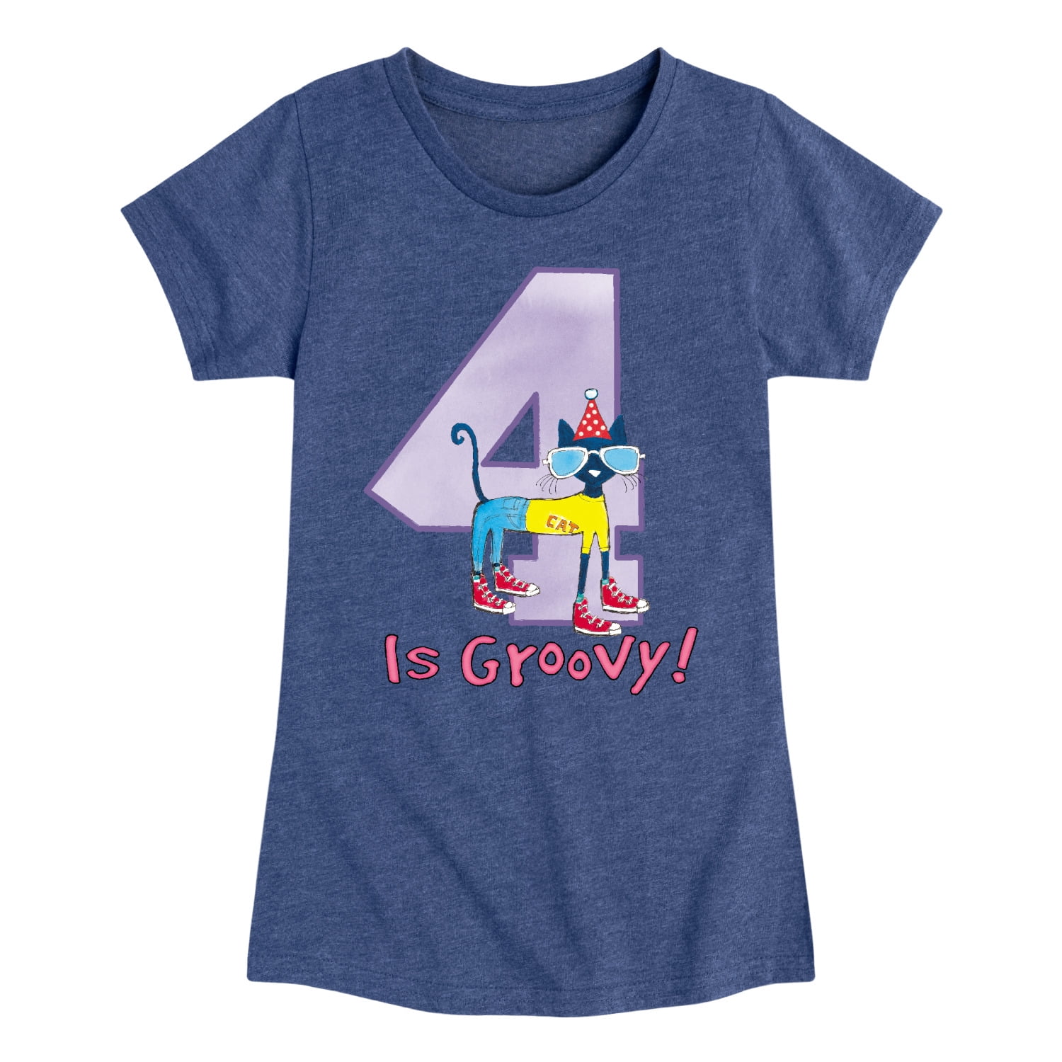Pete the Cat - Happy 4th Birthday - Toddler And Youth Girls Short ...