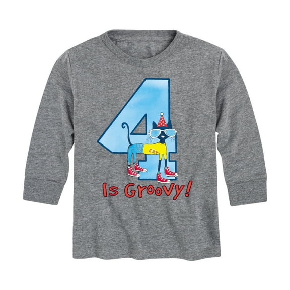 Pete the Cat -  Happy 4th Birthday - Toddler And Youth Long Sleeve Graphic T-Shirt