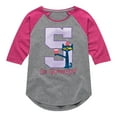 thumbnail image 1 of Pete the Cat -  Happy 5th Birthday - Toddler And Youth Girls Raglan Graphic T-Shirt, 1 of 5