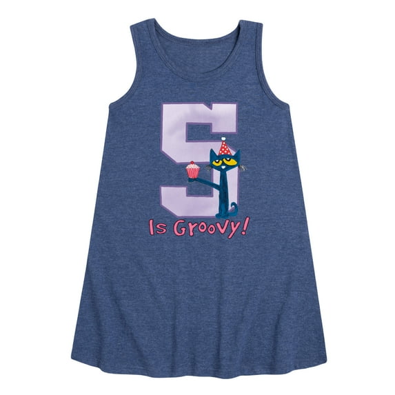 Pete the Cat - Happy 5th Birthday - Toddler and Youth Girls A-line Dress