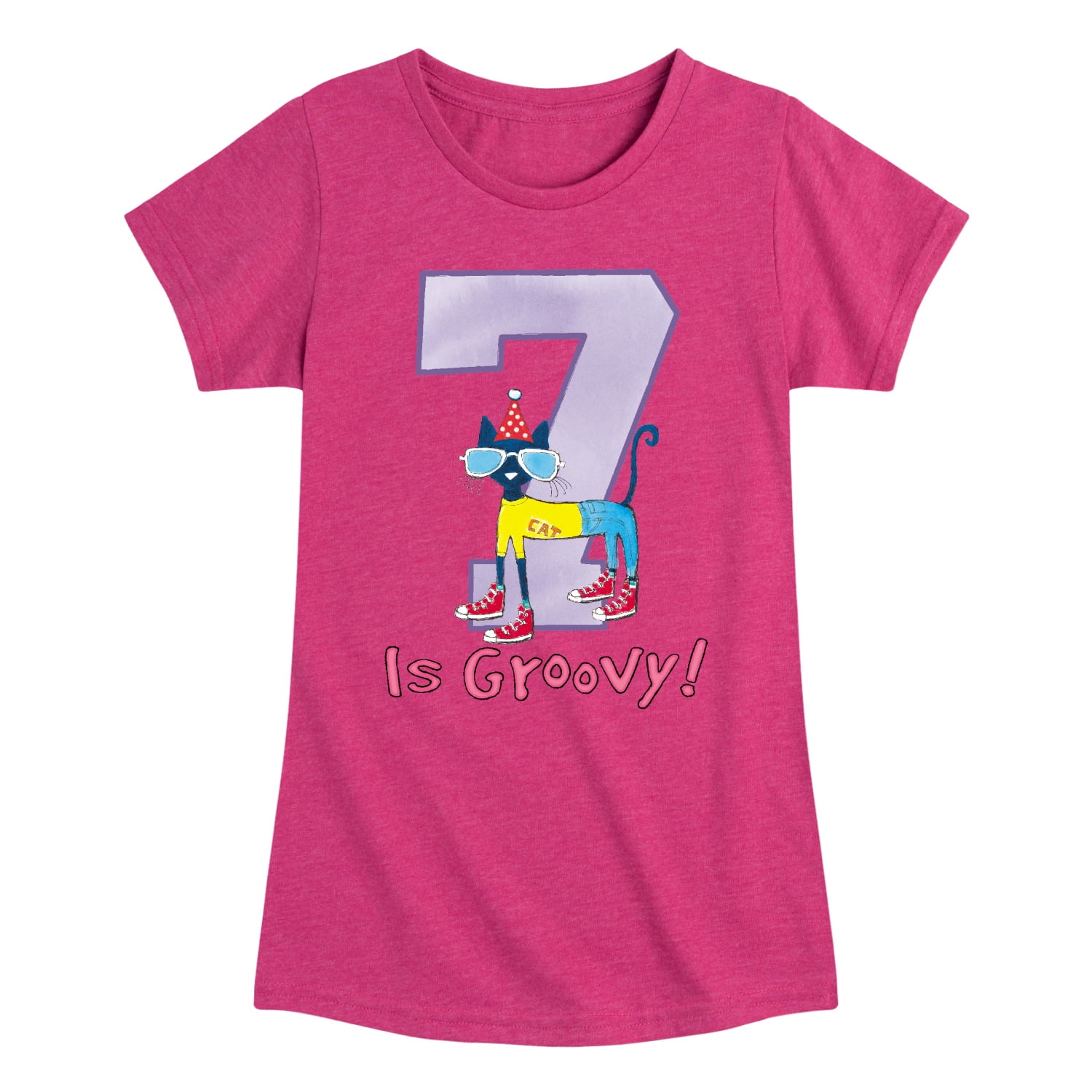 Pete the Cat Happy 3rd Birthday Toddler And Youth Girls Short Sleeve Graphic T Shirt