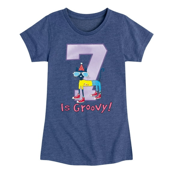 Pete the Cat -  Happy 7th Birthday - Toddler And Youth Girls Short Sleeve Graphic T-Shirt